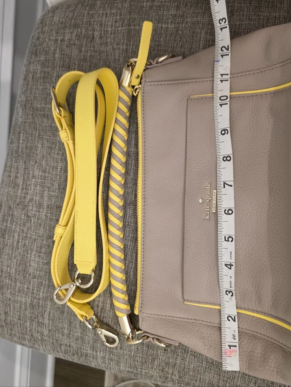 Rare Kate Spade Woods Drive Small Harris Leather bag Almondine/Sunshine